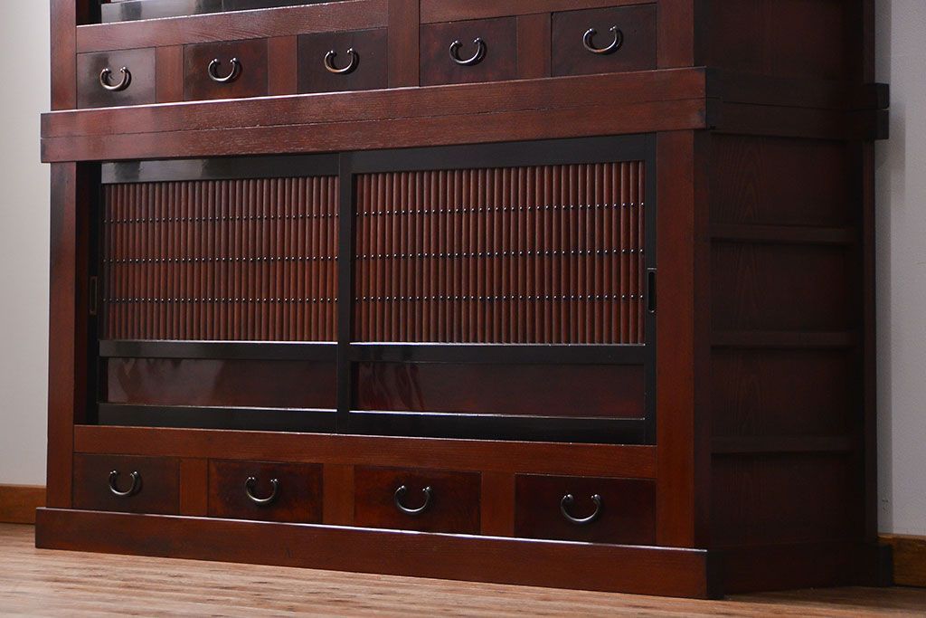 アンティーク家具 アンティーク 前面欅材!上質な六尺水屋箪笥