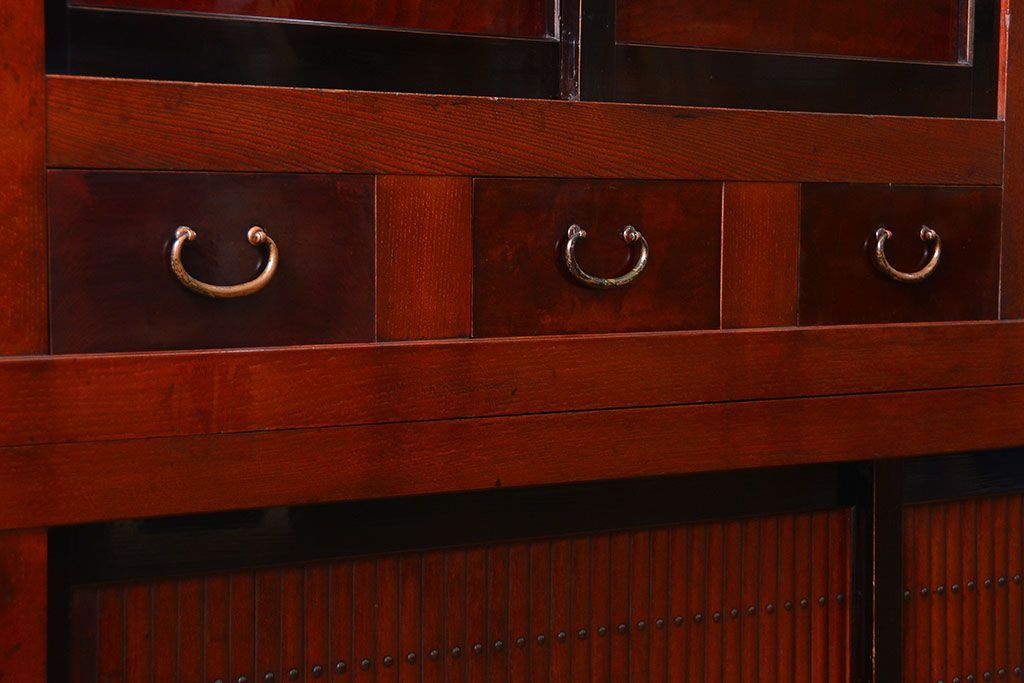 アンティーク家具 アンティーク 前面欅材!上質な六尺水屋箪笥