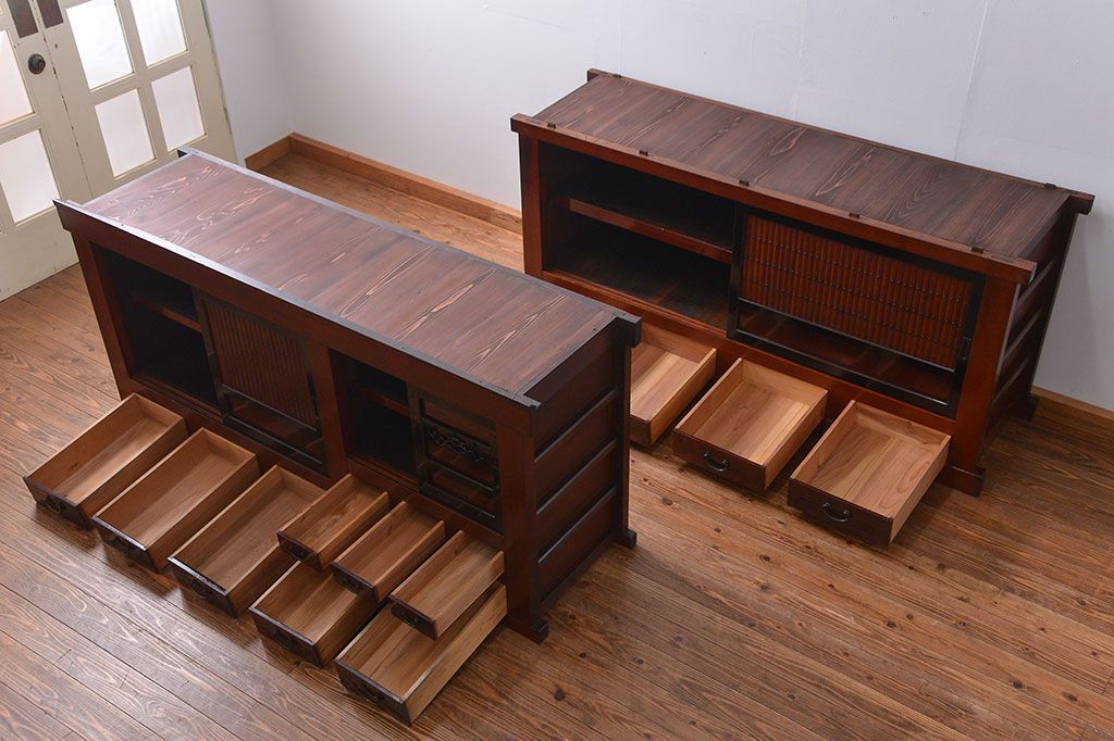 アンティーク家具 アンティーク 前面欅材!上質な六尺水屋箪笥