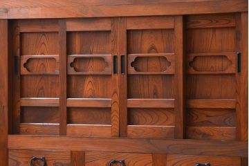 アンティーク家具　古民具・骨董 前面・側面総欅材!六尺　特別注文造りの水屋箪笥(1)