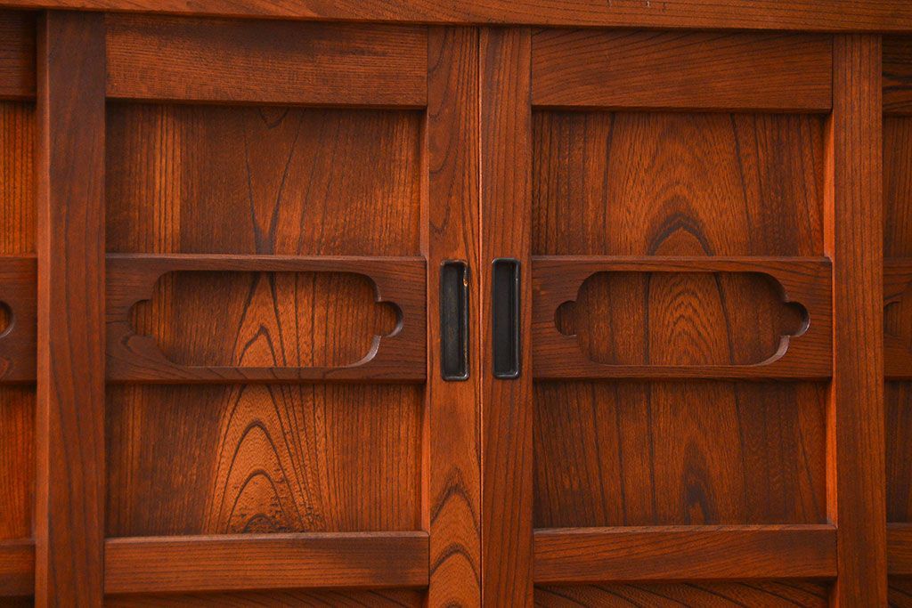 アンティーク家具　古民具・骨董 前面・側面総欅材!六尺　特別注文造りの水屋箪笥(1)