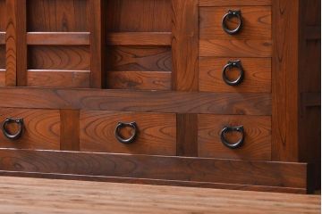 アンティーク家具　古民具・骨董 前面・側面総欅材!六尺　特別注文造りの水屋箪笥(1)