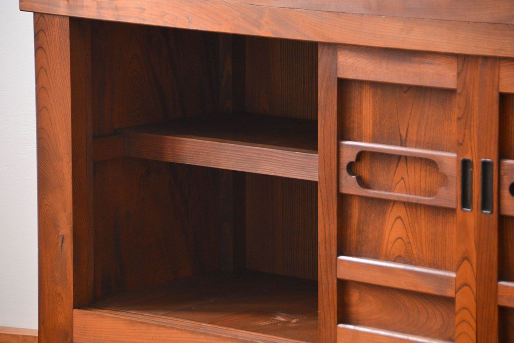 アンティーク家具　古民具・骨董 前面・側面総欅材!六尺　特別注文造りの水屋箪笥(1)