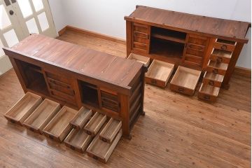 アンティーク家具　古民具・骨董 前面・側面総欅材!六尺　特別注文造りの水屋箪笥(1)