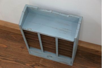 レトロ家具　昭和レトロ アンティークペイントの引き出し付きレターケース(書類棚、小引き出し)