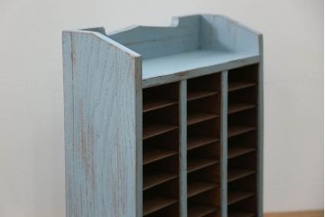 レトロ家具　昭和レトロ アンティークペイントの引き出し付きレターケース(書類棚、小引き出し)