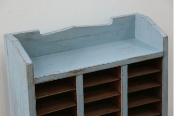 レトロ家具　昭和レトロ アンティークペイントの引き出し付きレターケース(書類棚、小引き出し)