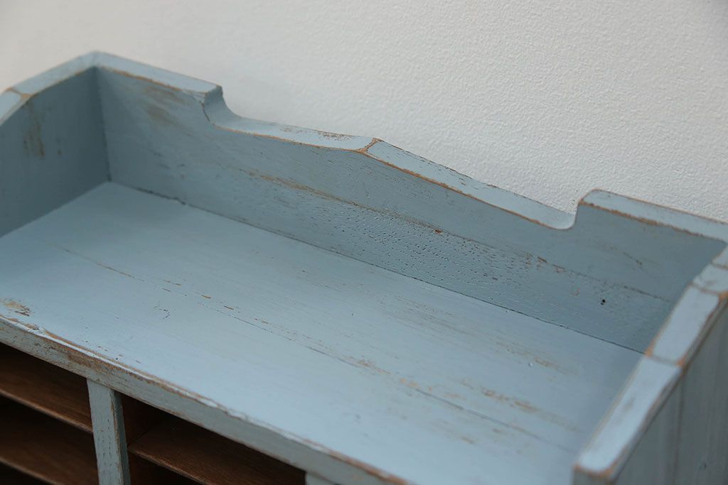 レトロ家具　昭和レトロ アンティークペイントの引き出し付きレターケース(書類棚、小引き出し)
