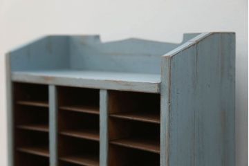 レトロ家具　昭和レトロ アンティークペイントの引き出し付きレターケース(書類棚、小引き出し)