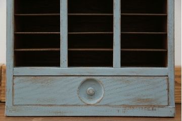 レトロ家具　昭和レトロ アンティークペイントの引き出し付きレターケース(書類棚、小引き出し)