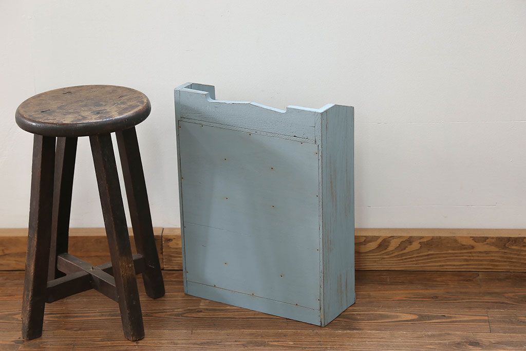 レトロ家具　昭和レトロ アンティークペイントの引き出し付きレターケース(書類棚、小引き出し)