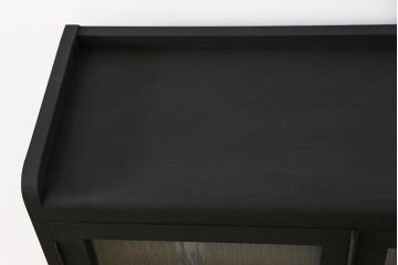 アンティーク家具　アンティーク シックなペイントの銀モールガラス本箱(ブックケース、収納棚)