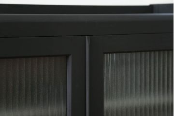 アンティーク家具　アンティーク シックなペイントの銀モールガラス本箱(ブックケース、収納棚)