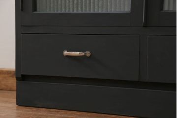 アンティーク家具　アンティーク シックなペイントの銀モールガラス本箱(ブックケース、収納棚)