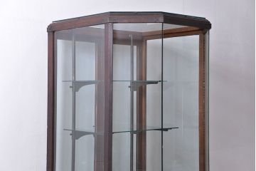 アンティーク家具　アンティーク 特大!タイル台付きの大きな六角ガラスケース(ショーケース)