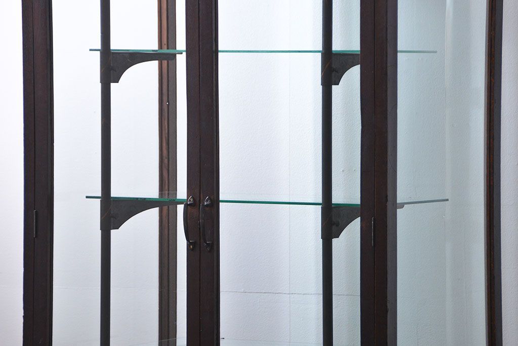 アンティーク家具　アンティーク 特大!タイル台付きの大きな六角ガラスケース(ショーケース)