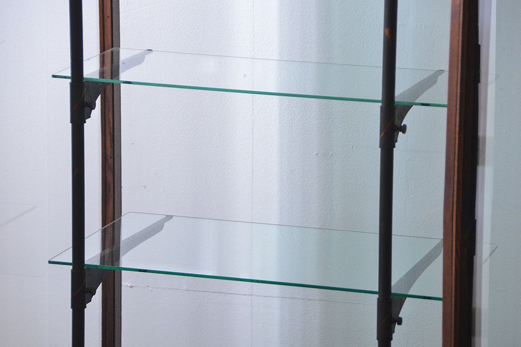 アンティーク家具　アンティーク 特大!タイル台付きの大きな六角ガラスケース(ショーケース)