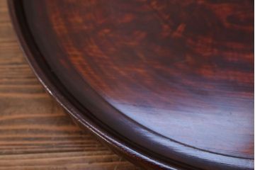 古民具・骨董 欅材一枚板 漆塗りの刳り貫き盆 (トレー)