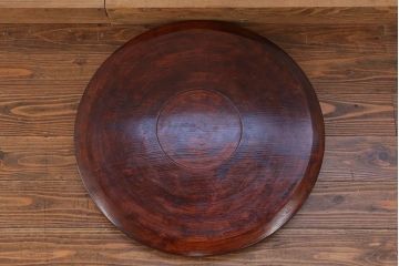 古民具・骨董 欅材一枚板 漆塗りの刳り貫き盆 (トレー)