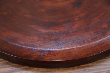 古民具・骨董 欅材一枚板 漆塗りの刳り貫き盆 (トレー)