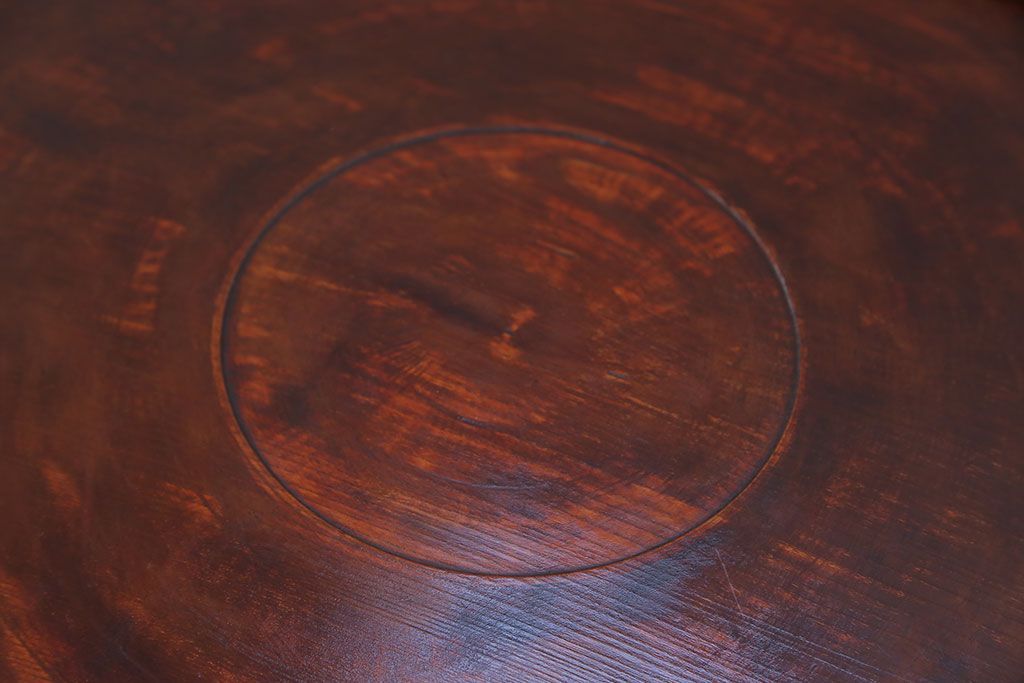 古民具・骨董 欅材一枚板 漆塗りの刳り貫き盆 (トレー)