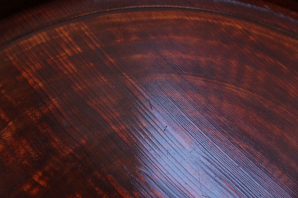 古民具・骨董 欅材一枚板 漆塗りの刳り貫き盆 (トレー)