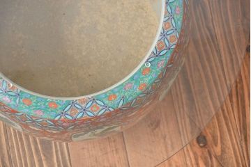 アンティーク雑貨　古民具・骨董　特大!火鉢センターテーブル (手焙り、伊万里、十錦手、窓絵)