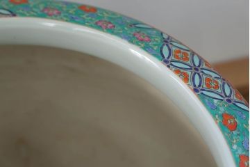 アンティーク雑貨　古民具・骨董　特大!火鉢センターテーブル (手焙り、伊万里、十錦手、窓絵)