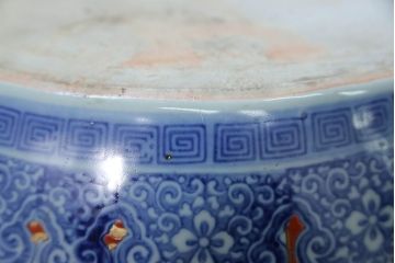 アンティーク雑貨　古民具・骨董　特大!火鉢センターテーブル (手焙り、伊万里、十錦手、窓絵)