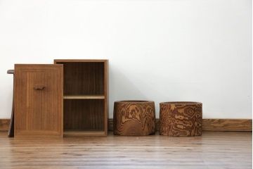 アンティーク雑貨　古民具・骨董 木目の素晴らしい刳り貫き桐火鉢　2個