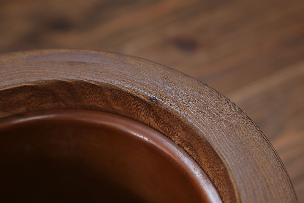 アンティーク雑貨　古民具・骨董 木目の素晴らしい刳り貫き桐火鉢　2個