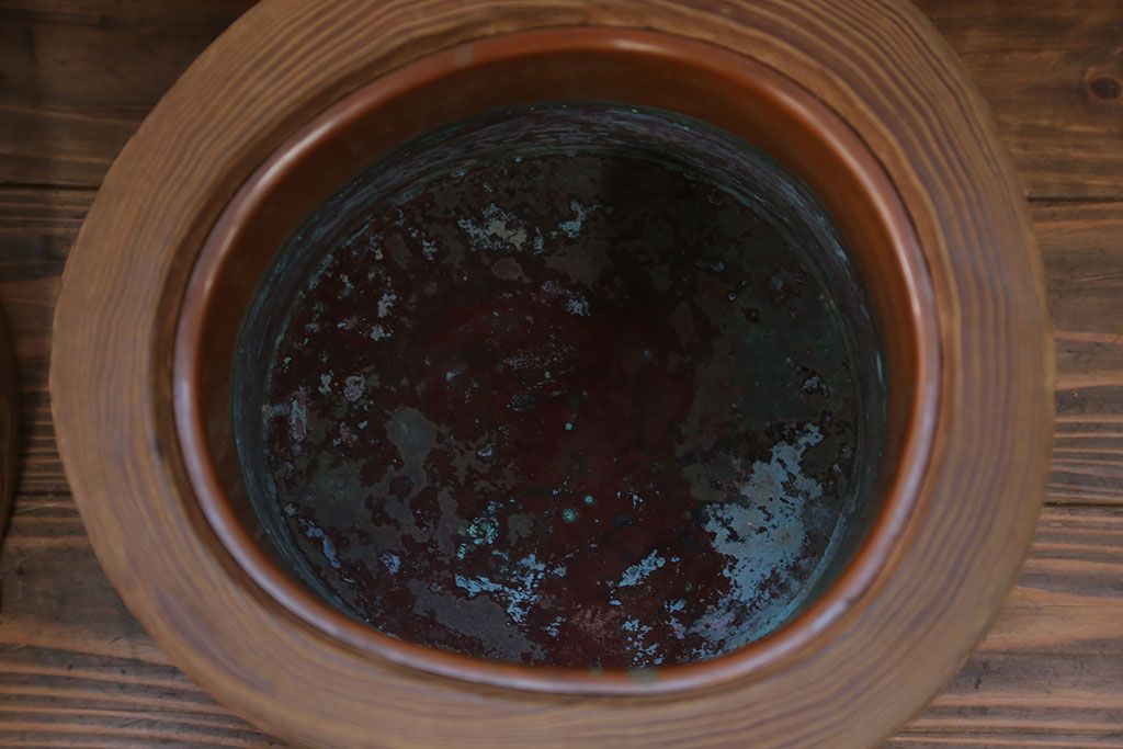 アンティーク雑貨　古民具・骨董 木目の素晴らしい刳り貫き桐火鉢　2個