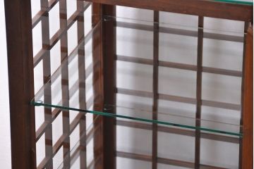 アンティーク家具　古民具・骨董　脚付き!古い木製のアンティーク格子ガラスケース