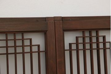 アンティーク 組子細工の小振りなガラス戸2枚セット(引き戸)