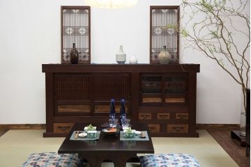 アンティーク家具　六尺　古民具・骨董 丸桟仕上げの水屋箪笥サイドボード