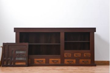 アンティーク家具　六尺　古民具・骨董 丸桟仕上げの水屋箪笥サイドボード