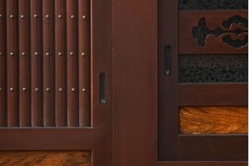 アンティーク家具　六尺　古民具・骨董 丸桟仕上げの水屋箪笥サイドボード