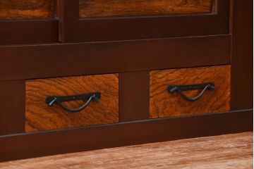 アンティーク家具　六尺　古民具・骨董 丸桟仕上げの水屋箪笥サイドボード