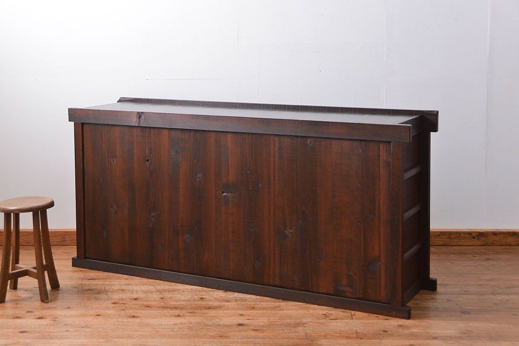 アンティーク家具　六尺　古民具・骨董 丸桟仕上げの水屋箪笥サイドボード