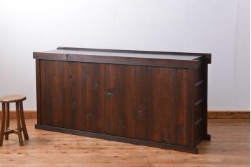 アンティーク家具　六尺　古民具・骨董 丸桟仕上げの水屋箪笥サイドボード