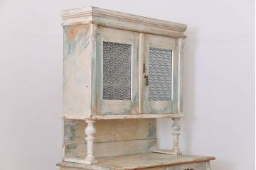 アンティーク家具　フランスアンティーク オリジナルペイントのかわいいカップボード(キャビネット、食器棚)