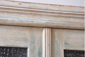 アンティーク家具　フランスアンティーク オリジナルペイントのかわいいカップボード(キャビネット、食器棚)