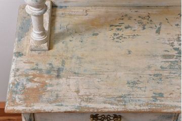 アンティーク家具　フランスアンティーク オリジナルペイントのかわいいカップボード(キャビネット、食器棚)