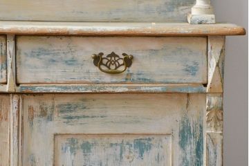 アンティーク家具　フランスアンティーク オリジナルペイントのかわいいカップボード(キャビネット、食器棚)