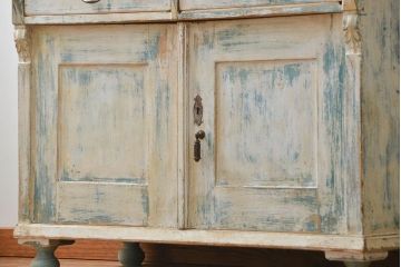 アンティーク家具　フランスアンティーク オリジナルペイントのかわいいカップボード(キャビネット、食器棚)