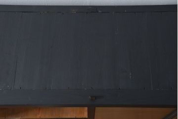 アンティーク家具　アンティークペイント モールガラス二段重ね収納棚(飾り棚、食器棚)