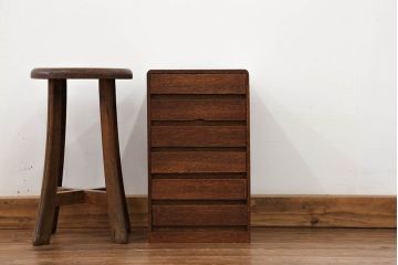 アンティーク家具　アンティーク 古いナラ材のシンプルな6杯小引き出し