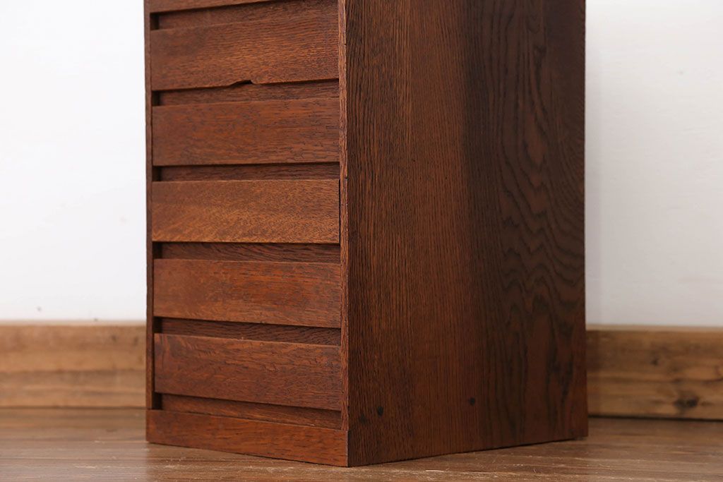 アンティーク家具　アンティーク 古いナラ材のシンプルな6杯小引き出し