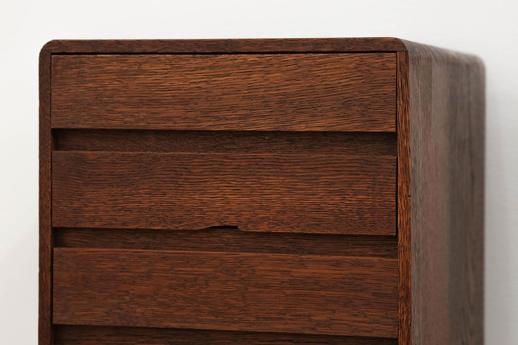 アンティーク家具　アンティーク 古いナラ材のシンプルな6杯小引き出し