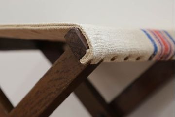 アンティーク家具　アンティークリネン座面の折り畳みスツール
